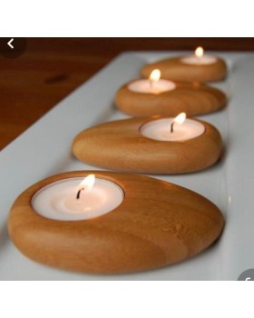 Wooden Candle Tea Light Holder Flat
